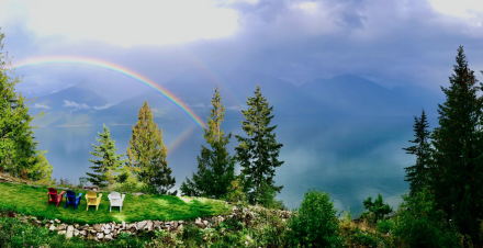 Rainbow over Kootenay Lake at the Sentinel