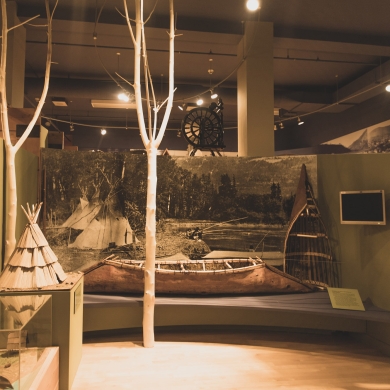 An exhibit in Touchstone Nelson Museum of Art and History showing some indigenous history of the region.