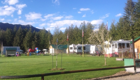Crawford Bay RV Park with several RVs and playground in view