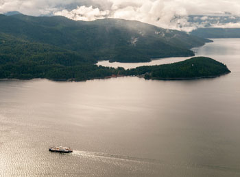 A ferry crossing the Kootenay Lake in BC.