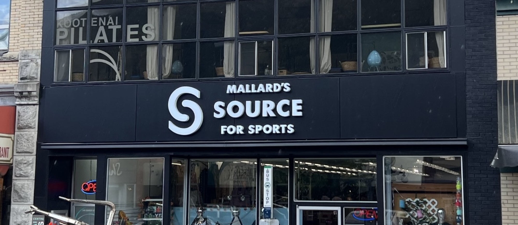 Mallard's Source for Sports building on Baker Street in Nelson, BC