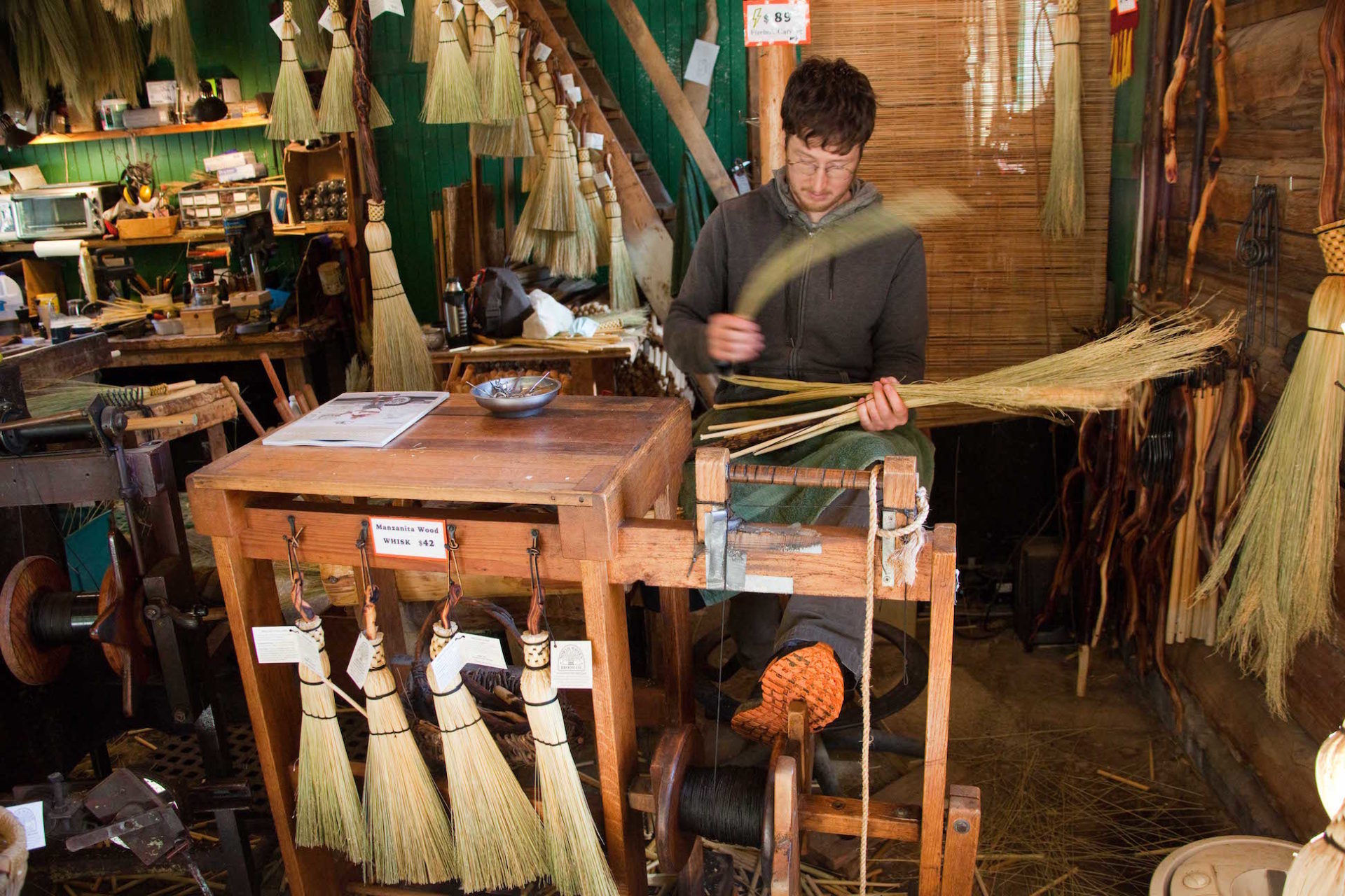 Luke Lewis, owner of the North Woven Broom Co. Photo by Peter Moynes.
