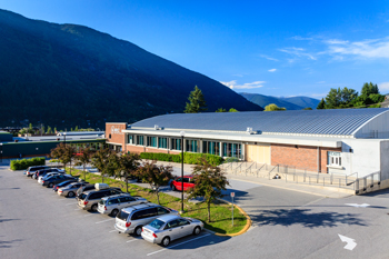 Nelson and District Community Complex, with swimming pool, hockey arena, and more.