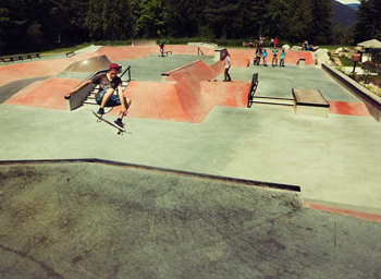 Boy Skateboarding Nelson Skate Park- Photo by Marty Clemens