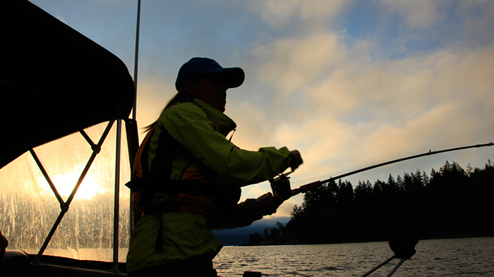Sport fishing on Kootenay Lake.