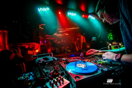 A dj playing at Bloom Nightclub in Nelson, BC