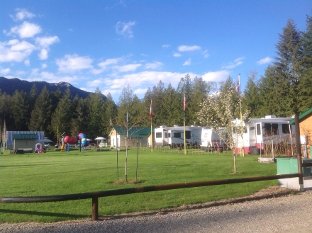 Crawford Bay RV Park with several RVs and playground in view