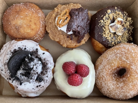 Box of vegan donuts.