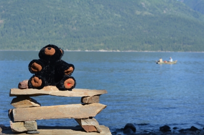 Canada Day Bar Sitting on an Inukshuk by Kootenay Lake.