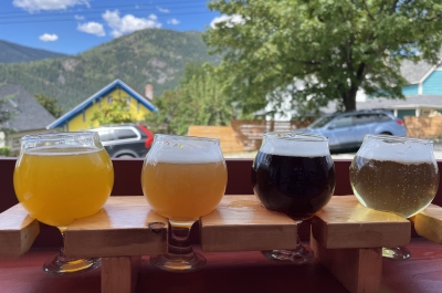 A flight of craft beer at Nelson Brewing Company 