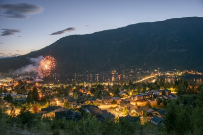 Canada Day Fireworks above Nelson Kootenay Lake.