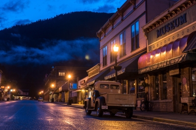 Kaslo BC's Front Street, with many off-season stores to explore