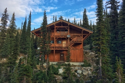 The timeber frame Kokanee Lake cabin.