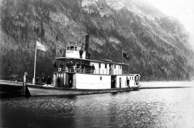 SS City of Ainsworth tied up at Lardeau wharf, circa 1894