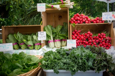 An array of colourful vegetables at the Nelson Farmers' Market. 