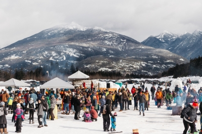 A crowd during Kaslo Winter in the Forest Festival on Family Day weekend