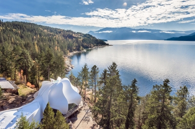 The Temple of Light at Yasodhara Ashram overlooking Kootenay Lake in Crawford Bay, BC.