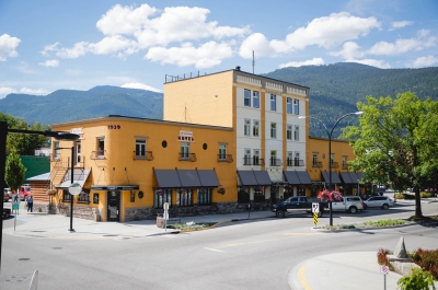 The outside of the Adventure Hotel building on Vernon Street in Nelson,BC