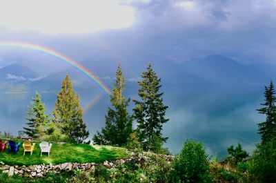 Rainbow over Kootenay Lake at the Sentinel