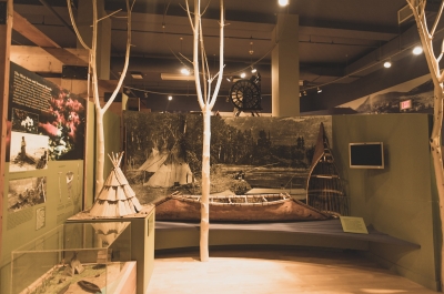 An exhibit in Touchstone Nelson Museum of Art and History showing some indigenous history of the region.