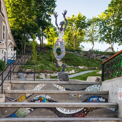 Dancing with Myself, a sculpture in Downtown Nelson, BC