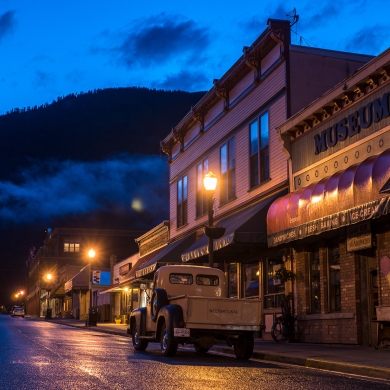 Kaslo BC's Front Street, with many off-season stores to explore