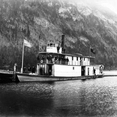 SS City of Ainsworth tied up at Lardeau wharf, circa 1894