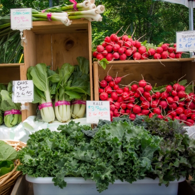 An array of colourful vegetables at the Nelson Farmers' Market. 