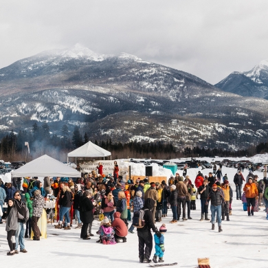 A crowd during Kaslo Winter in the Forest Festival on Family Day weekend