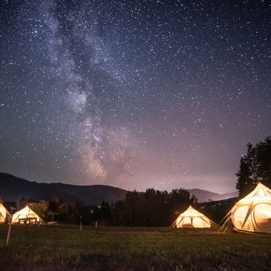 Glamping under the milky way at Bear Spring Eco Retreat in Nelson BC.