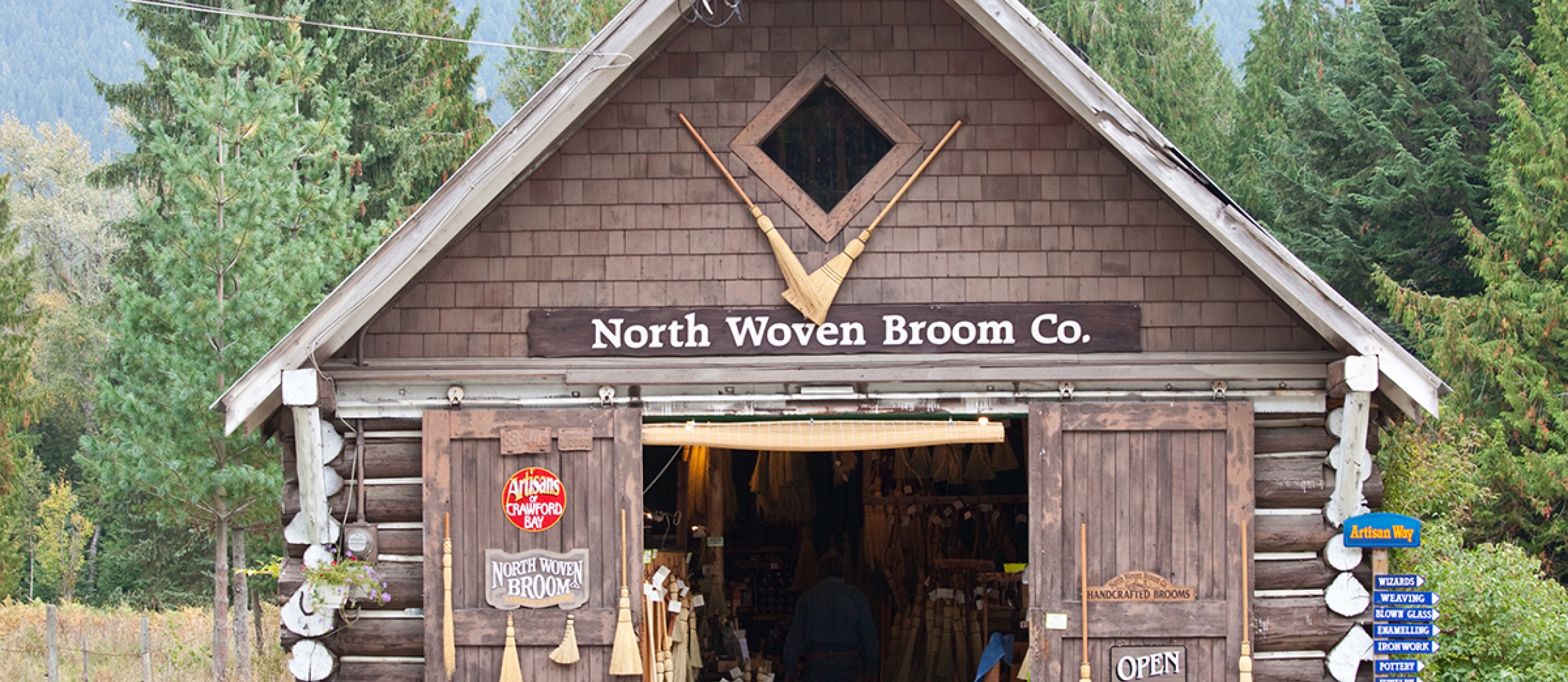 North Woven Broom Co barn building - one of the Artisans of Crawford Bay