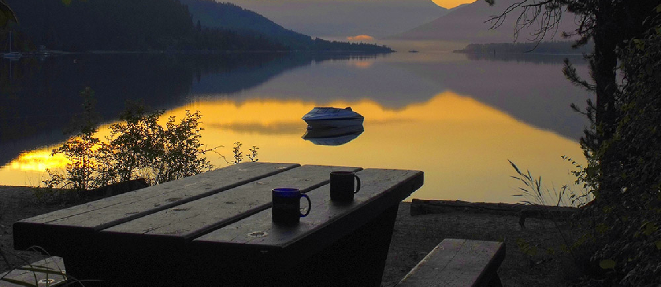 Sunrise at Kokanee Creek Provincial Park, a great campground near Nelson BC