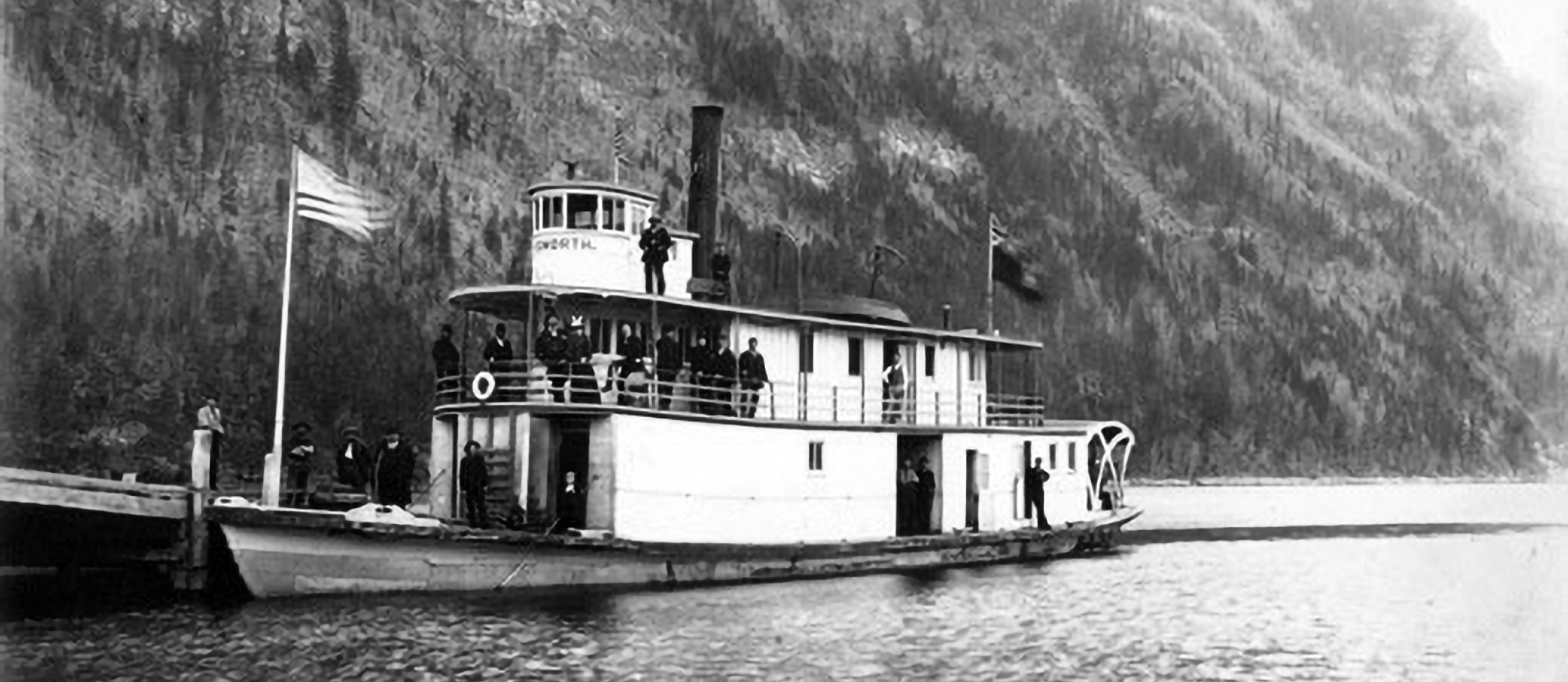 SS City of Ainsworth tied up at Lardeau wharf, circa 1894