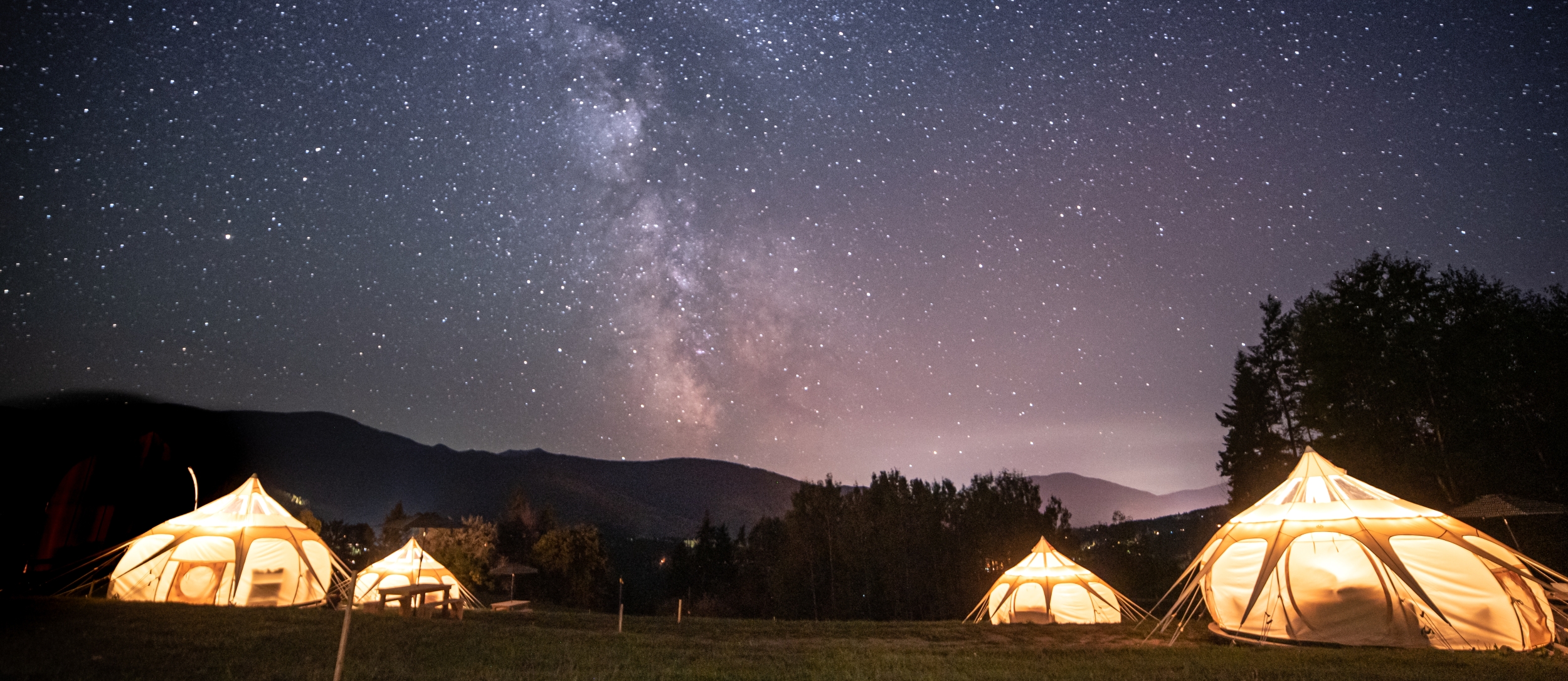 Glamping under the milky way at Bear Spring Eco Retreat in Nelson BC.