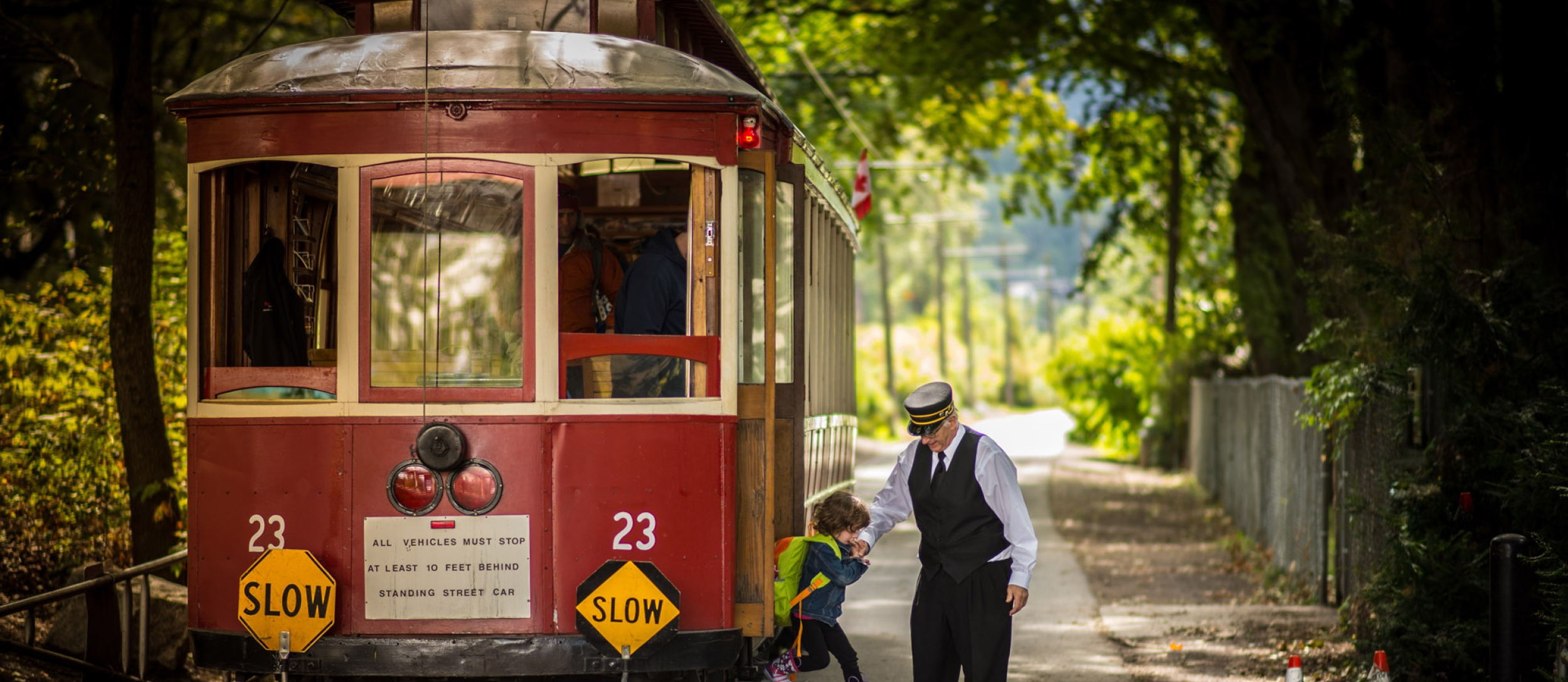 Attractions in Nelson BC, a park-side tram running daily throughout the summer.