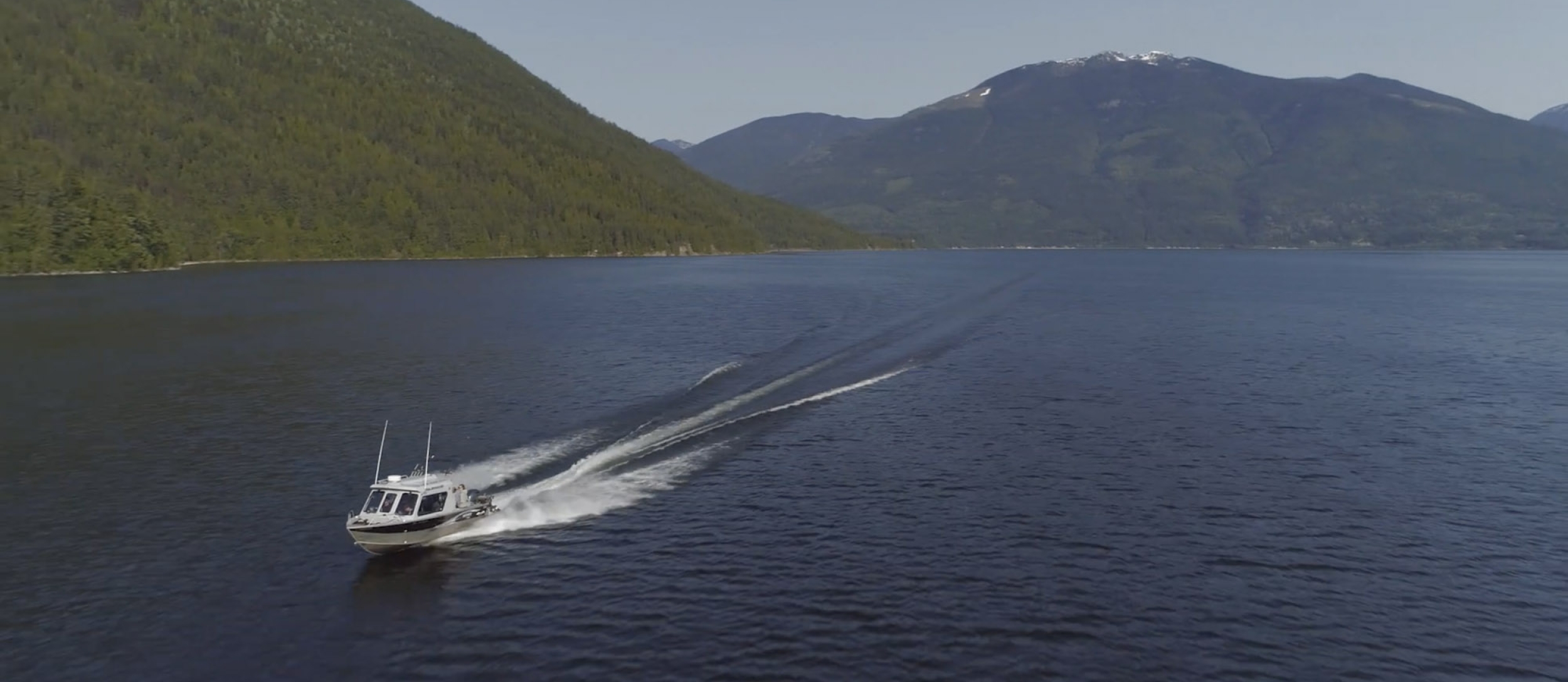 A fishing charter boat on Kootenay Lake, BC.