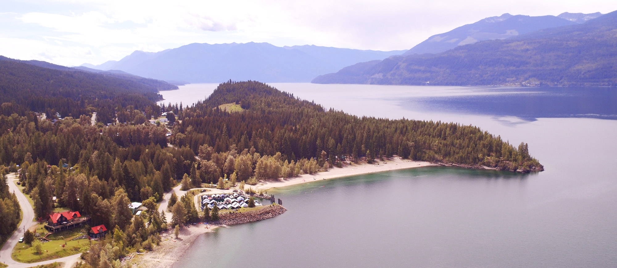 Community of Riondel from above, near Crawford Bay, BC
