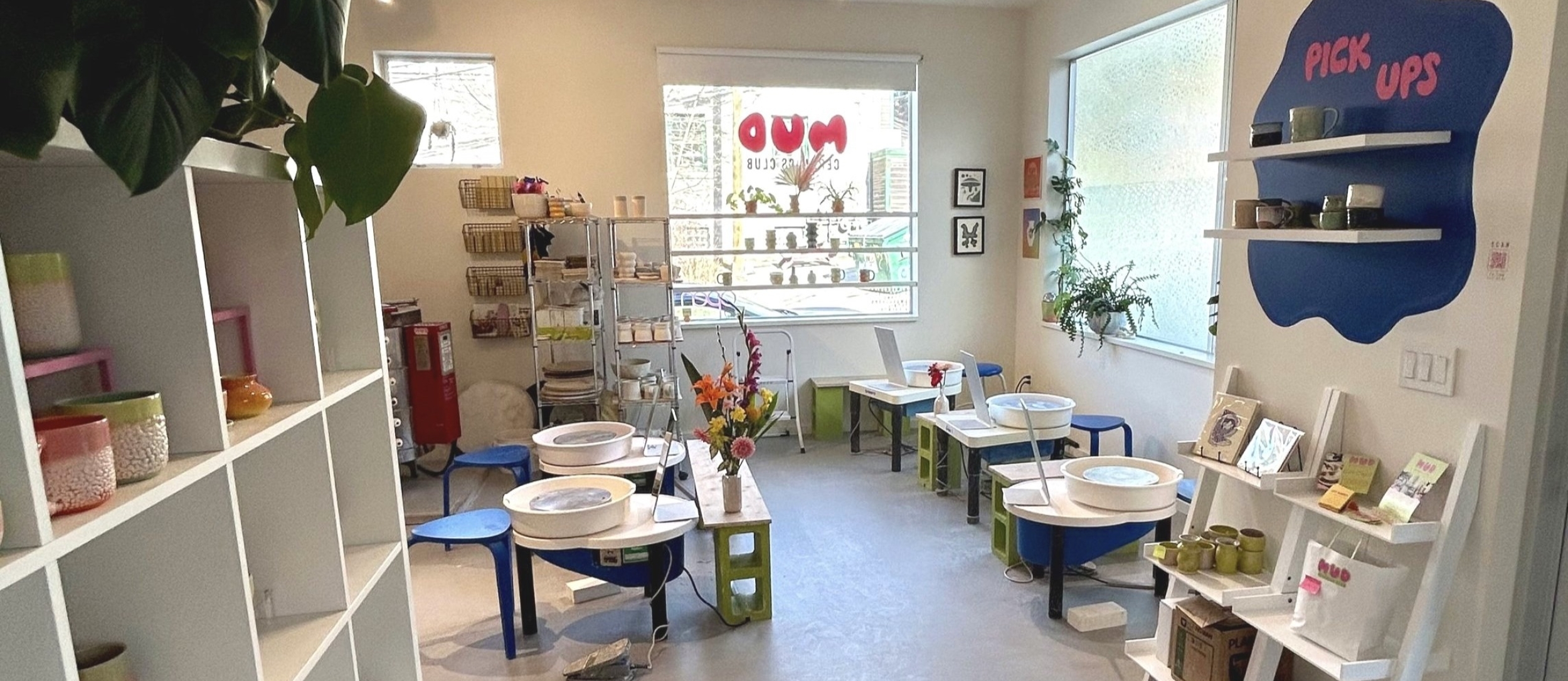 Inside of MUD Ceramics Club studio.