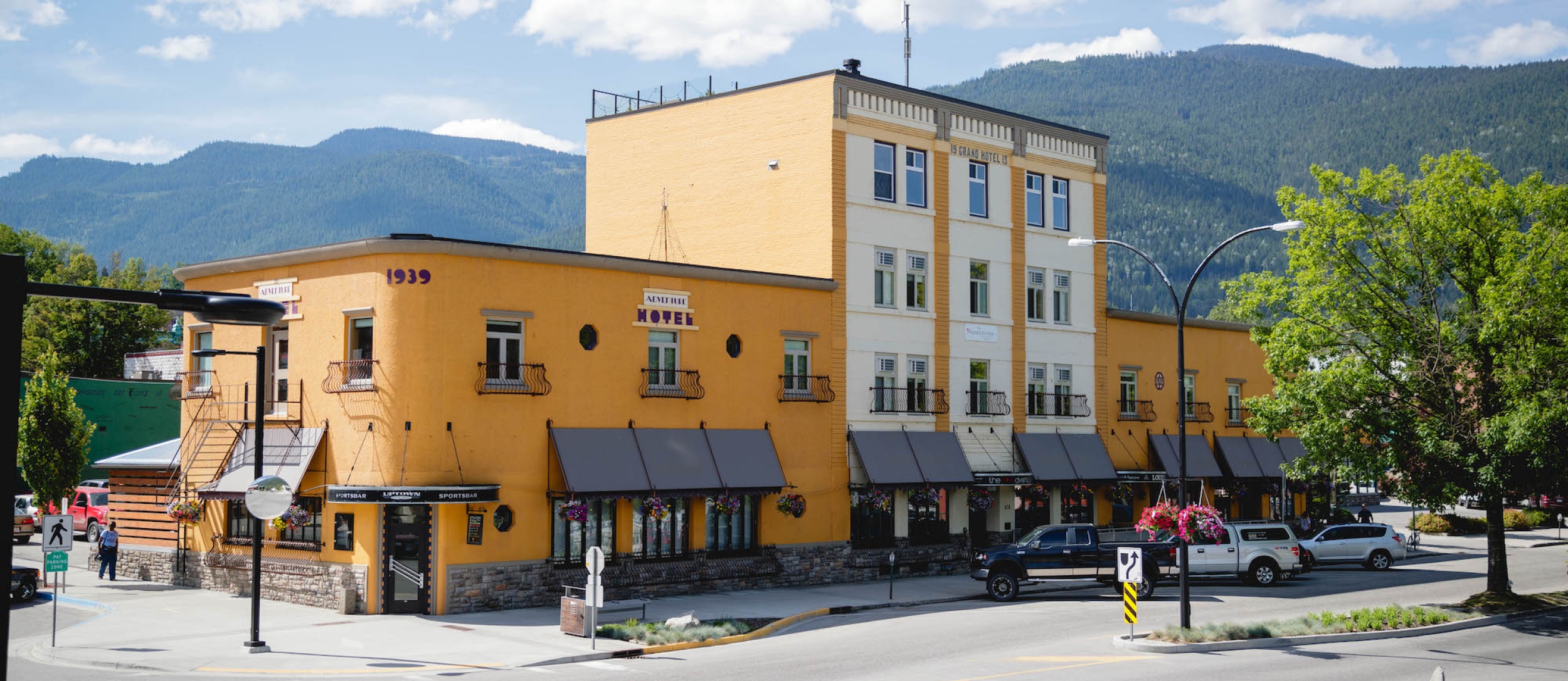 The outside of the Adventure Hotel building on Vernon Street in Nelson,BC