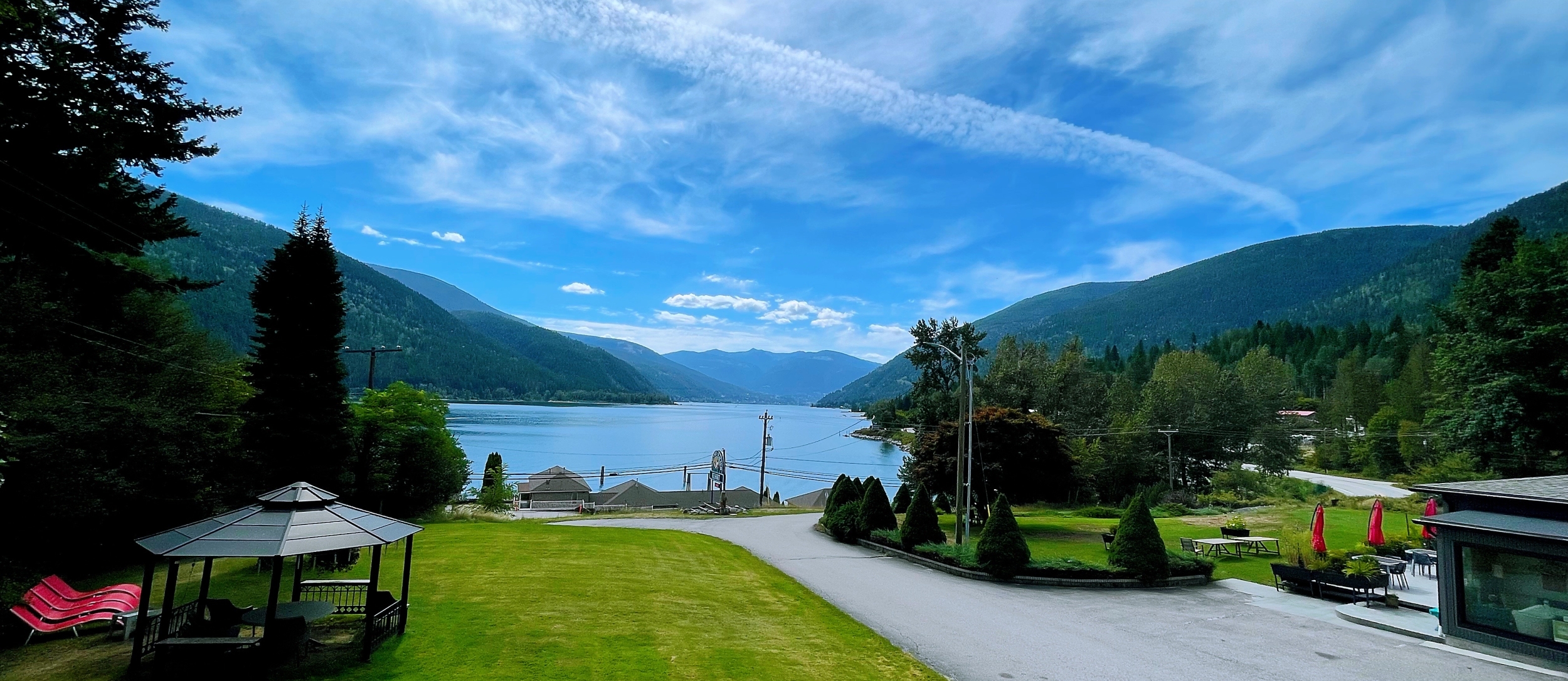 View of Kokanee Glacier Resort with a view of Kootenay Lake.
