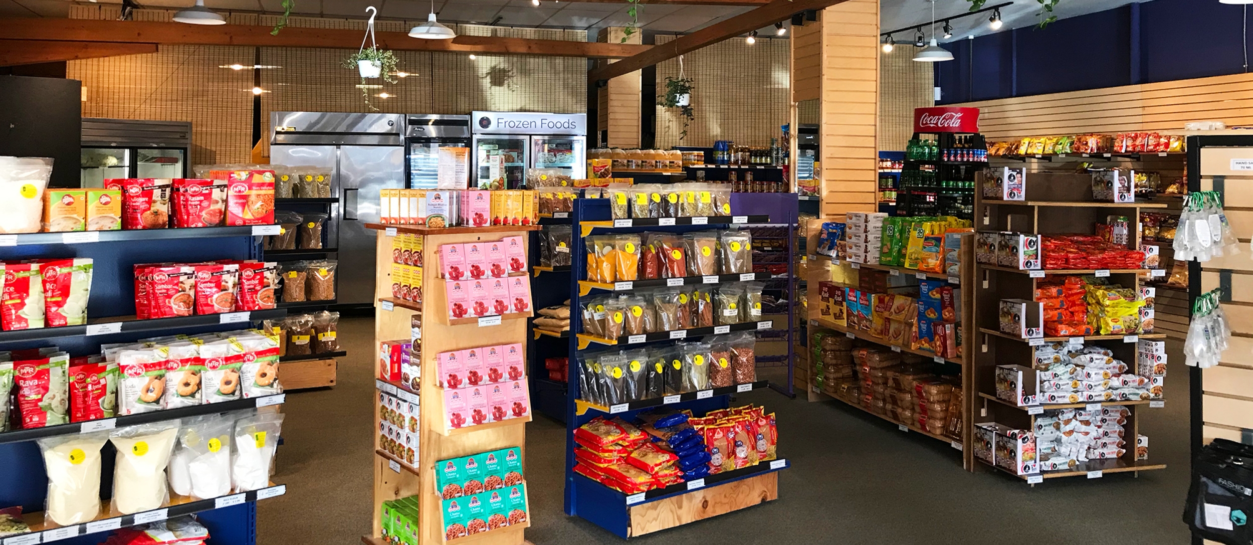 Inside of KTK Masala Shop in Nelson, an Indian grocery store.