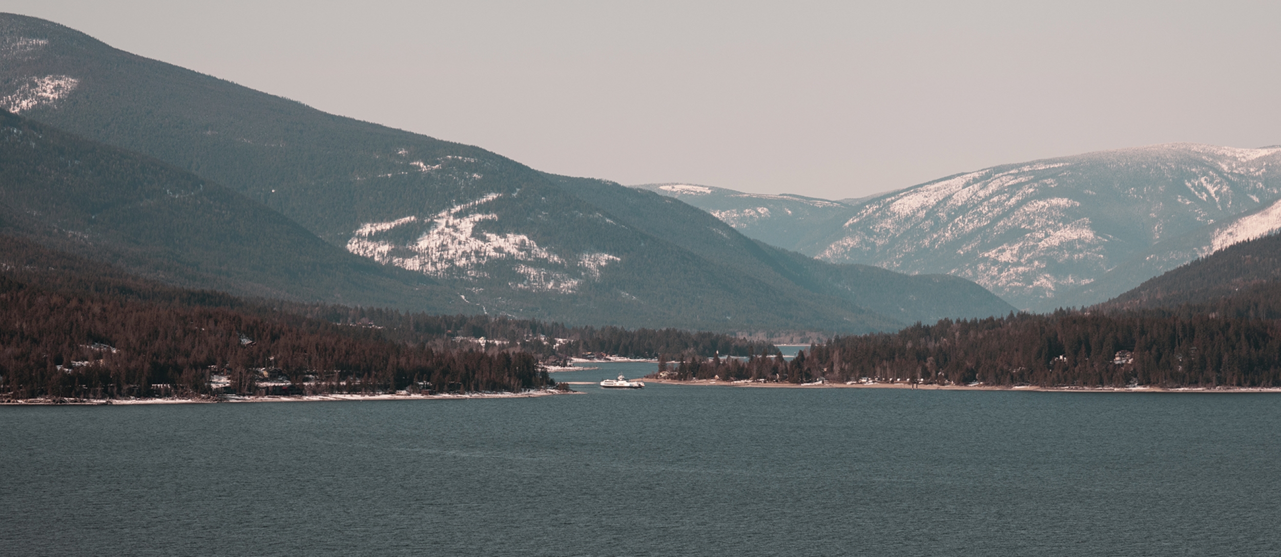 Aerial view of Kootenay Lake.