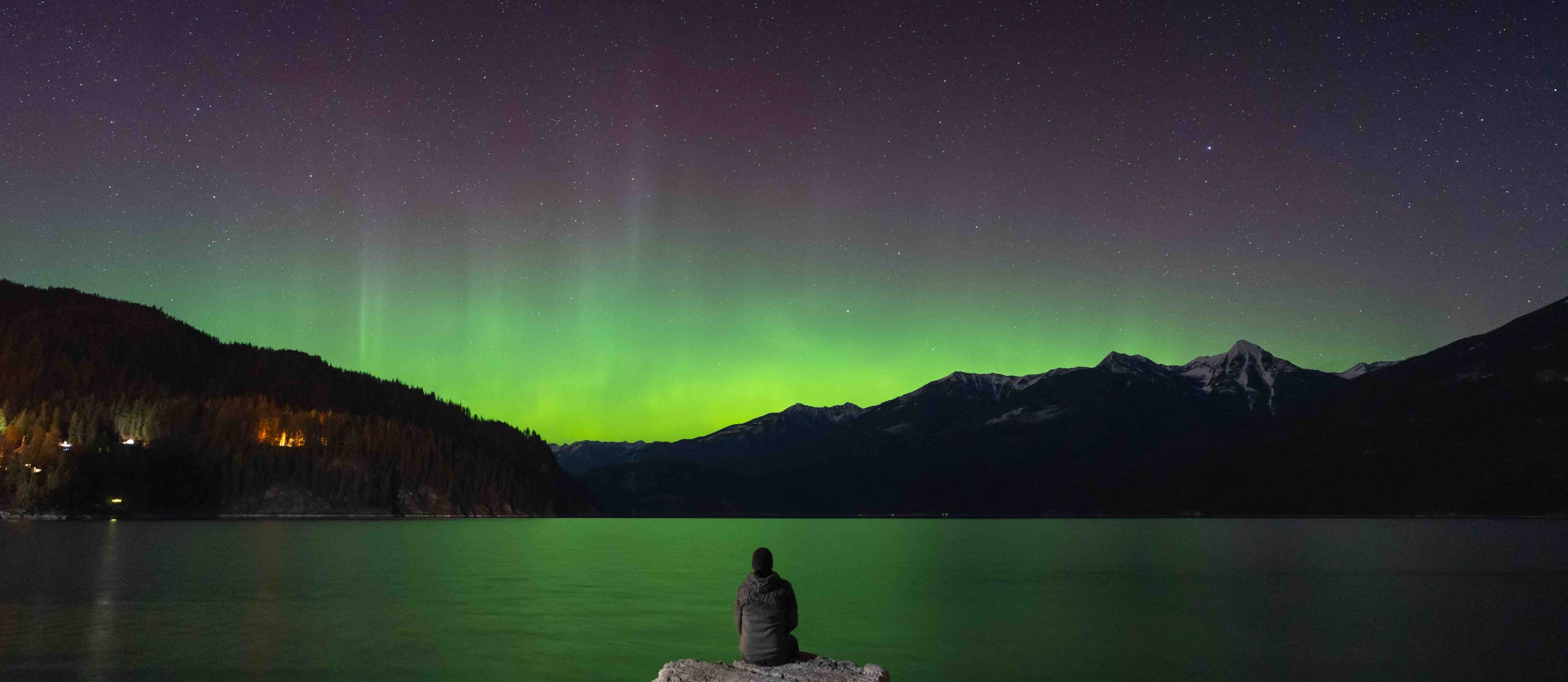 The northern lights seen from Kaslo along Kootenay Lake in Spring | Photo by Jesse Schpakowski