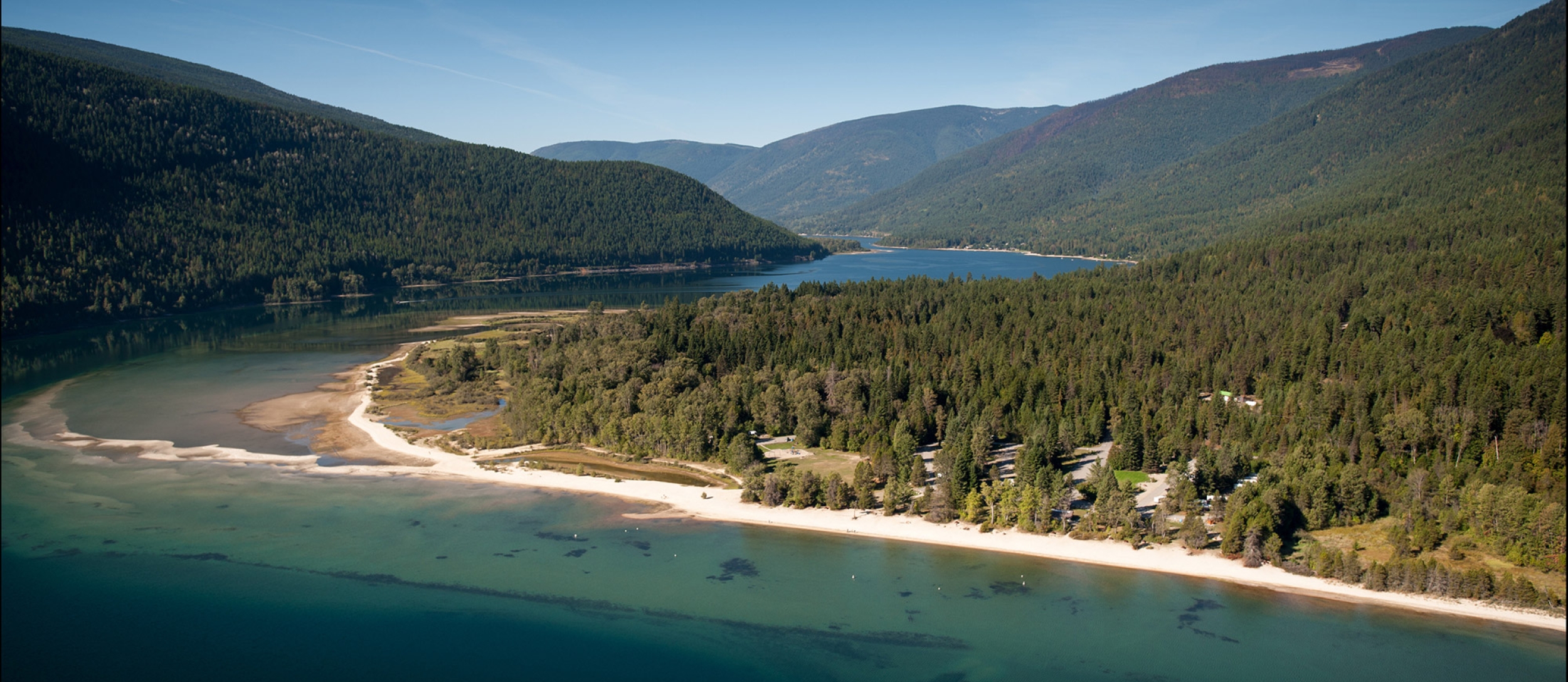 Aerial view of Kootenay Lake.