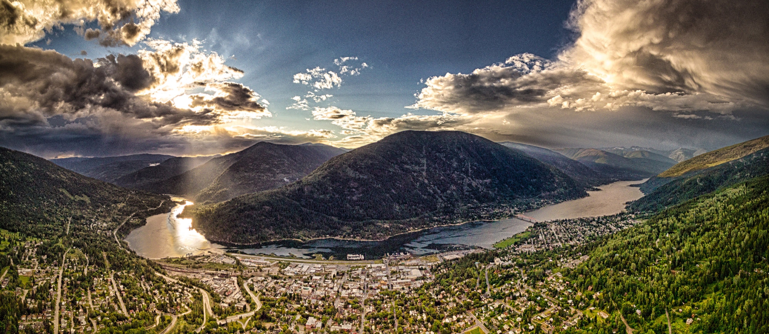 A aerial view of Nelson, BC