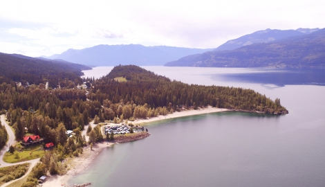 Community of Riondel from above, near Crawford Bay, BC