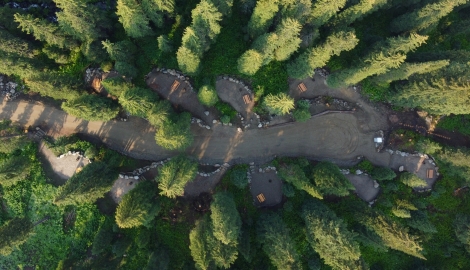 Aerial view of Hummingbird RV and Campground site.