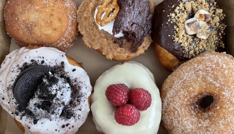 Box of vegan donuts.