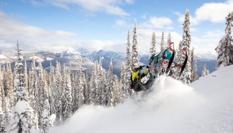 landscape of person on snowmobile