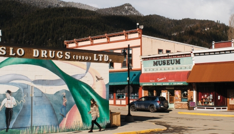 Kaslo pharmacy during the winter.